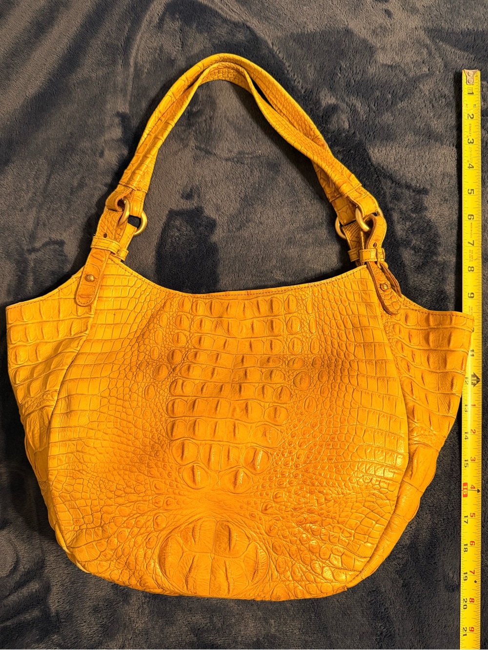 Vintage Brahmin Butter Croc-Embossed Shoulder Bag - Picture 3 of 8
